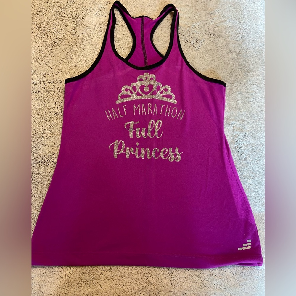 Half Marathon Full Princess Disney Purple Tiara Crown Glitter Tank Medium Women